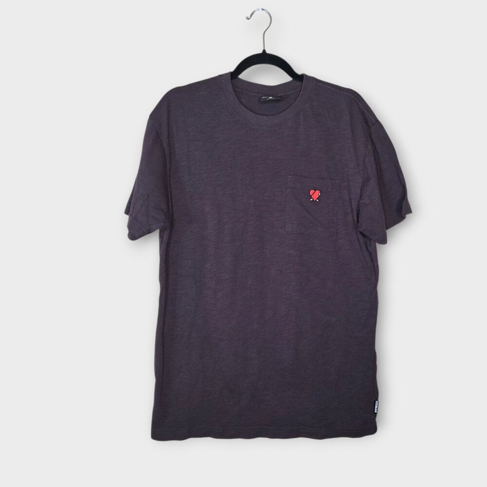 ICECREAM Embroidered Heart Logo Pocket Crew Neck T-Shirt Black Men's Medium